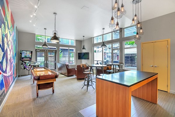 Clubhouse featuring modern design and vibrant decor at Link Apartments