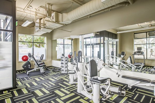 Modern fitness center with state-of-the-art equipment at Link Apartments