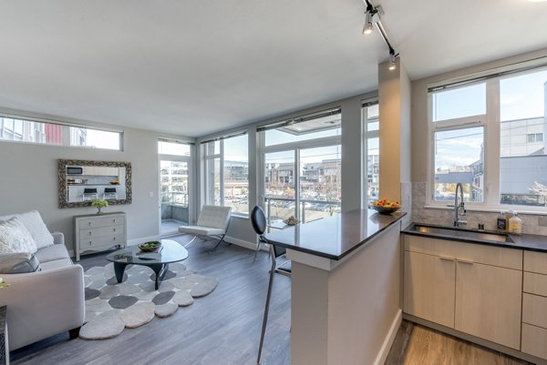 living room at Mural Apartments