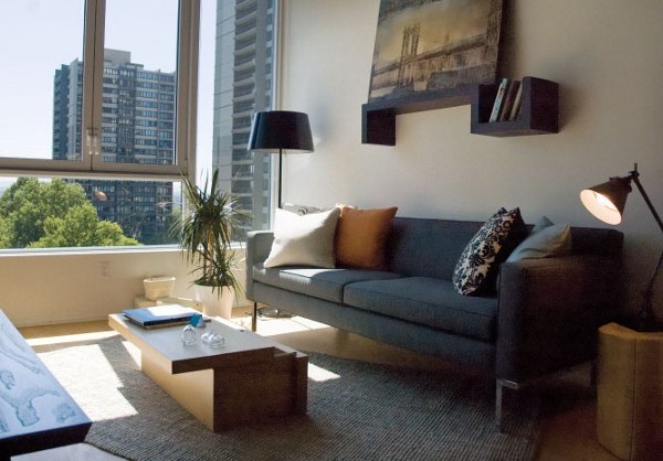 living room at Cyan PDX Apartments