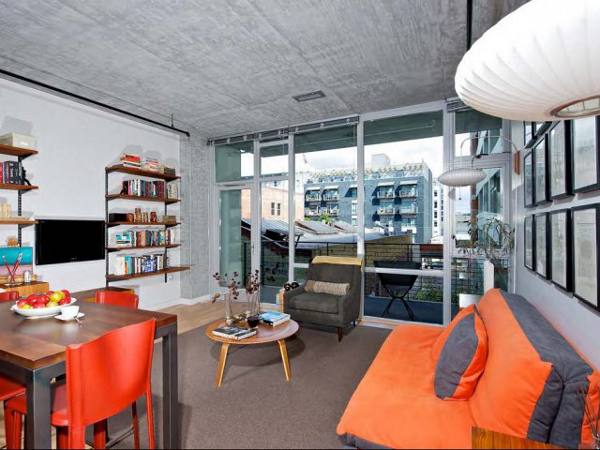 living room at Sixth&G Apartments