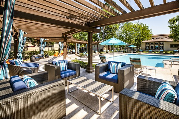 Resort-style swimming pool at Avila at Rancho Santa Margarita Apartments