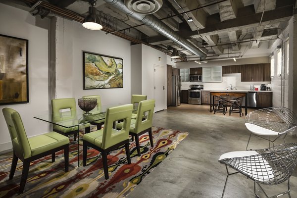 Dining area with modern furnishings at Holly Street Village Apartments in Pasadena, perfect for luxury apartment living