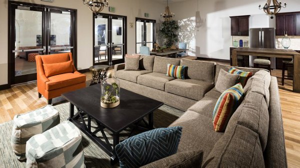 Elegant clubhouse featuring modern decor at Montecito at Dos Lagos Apartments