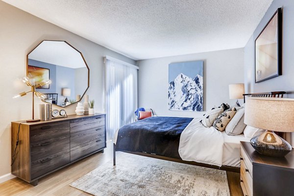 Inviting bedroom with modern decor at Sage at Panorama Apartments