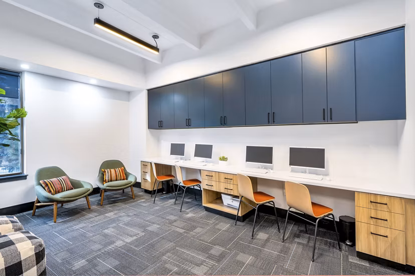 clubhouse business center at Sage at Panorama Apartments