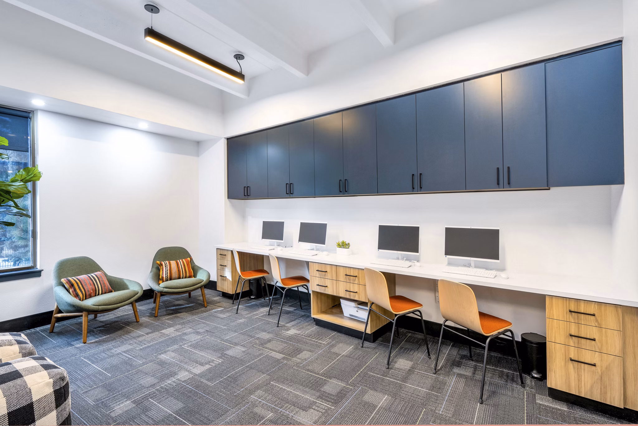 clubhouse business center at Sage at Panorama Apartments