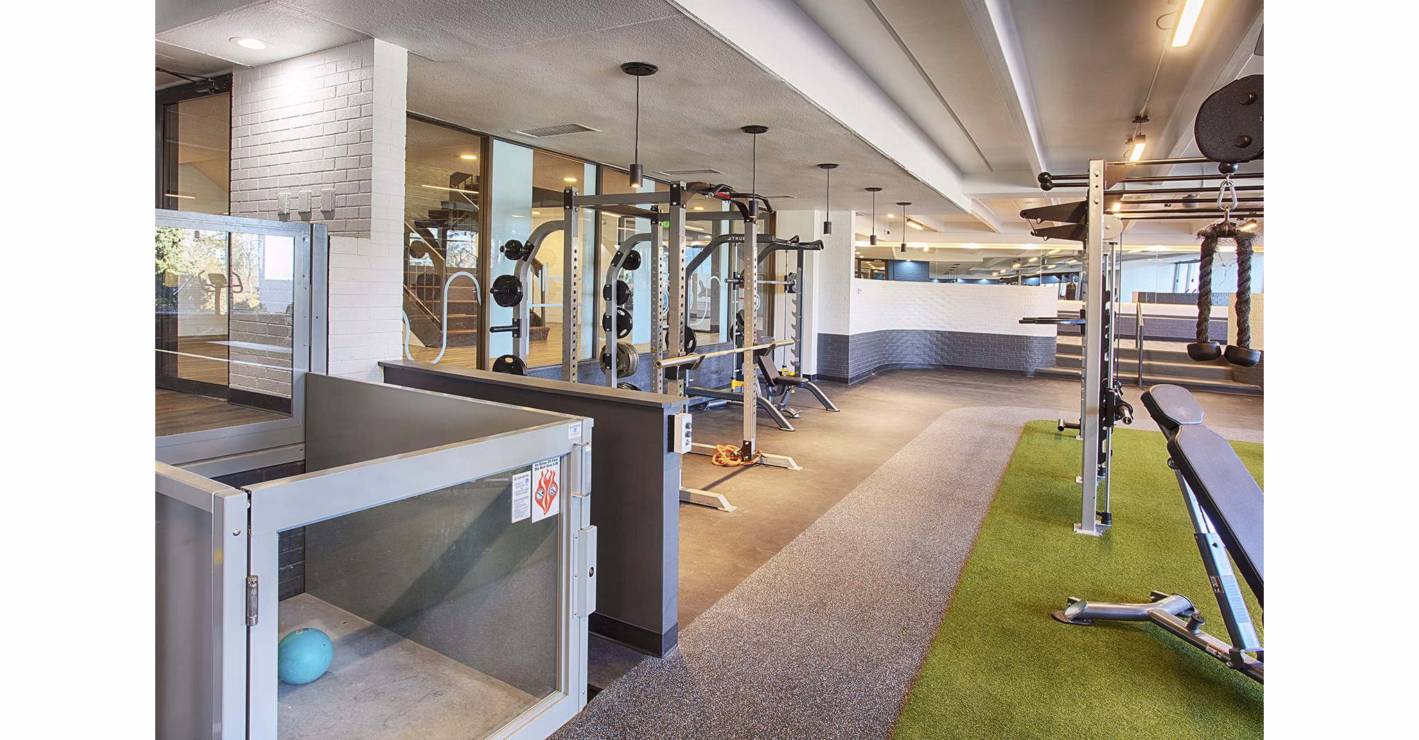 fitness center at Elm at Panorama Apartments