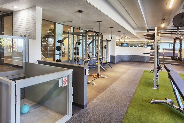 fitness center at Elm at Panorama Apartments