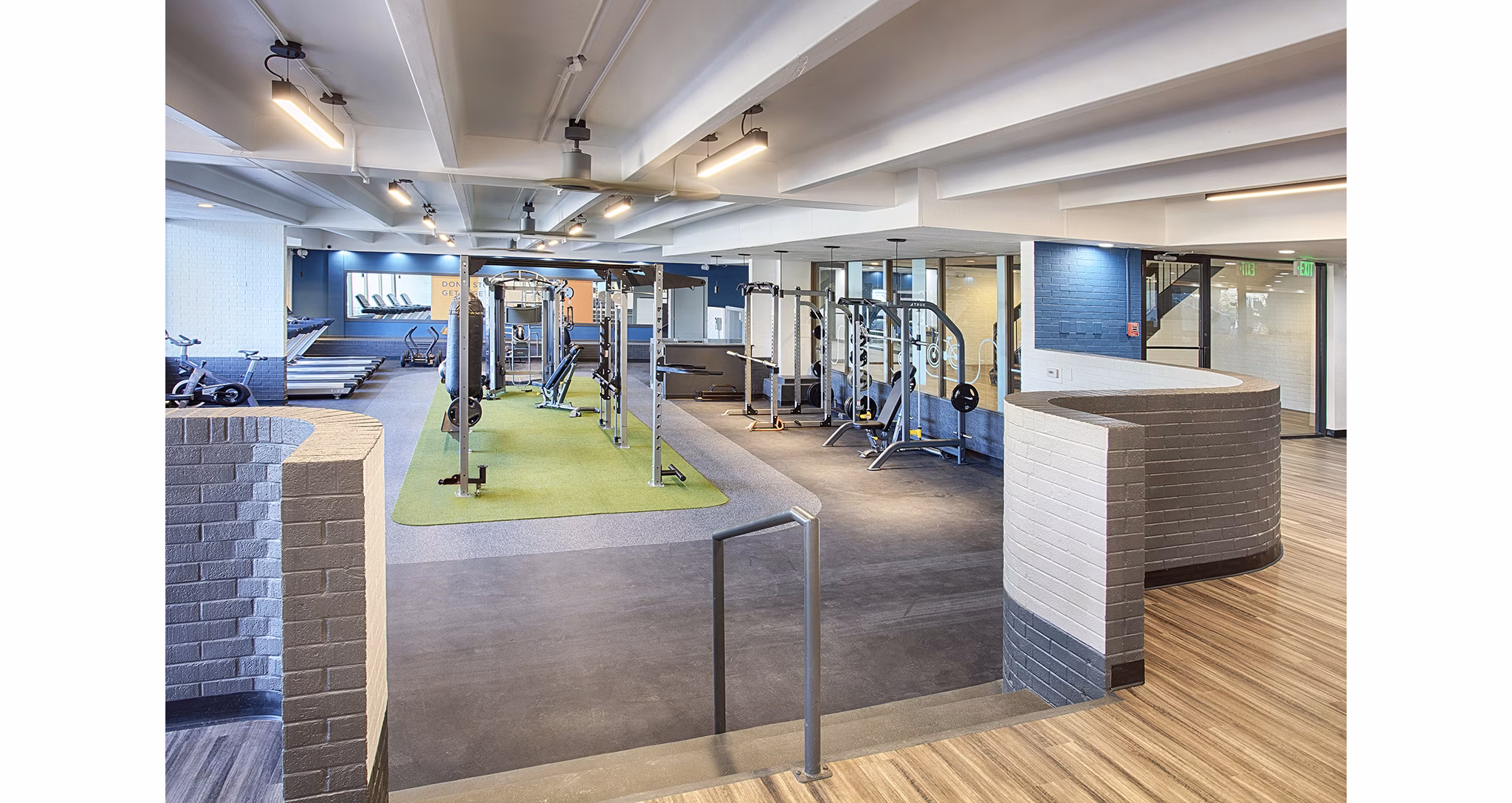 fitness center at Elm at Panorama Apartments