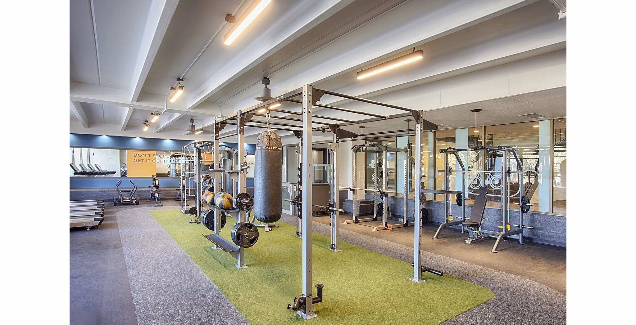 fitness center at Elm at Panorama Apartments