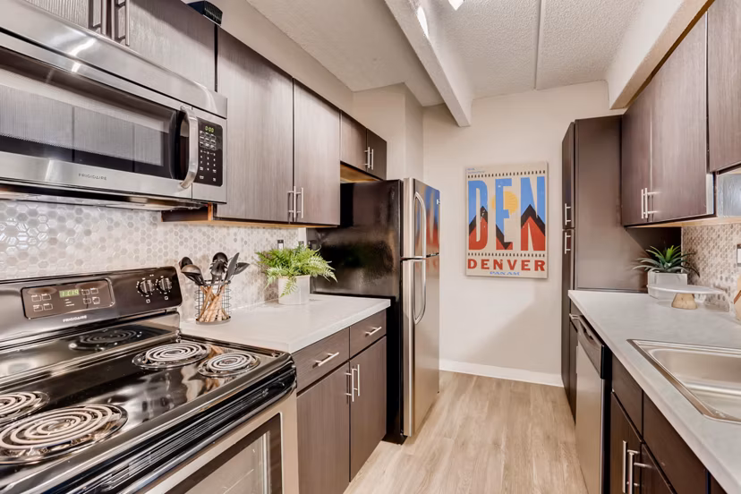kitchen at Elm at Panorama Apartments