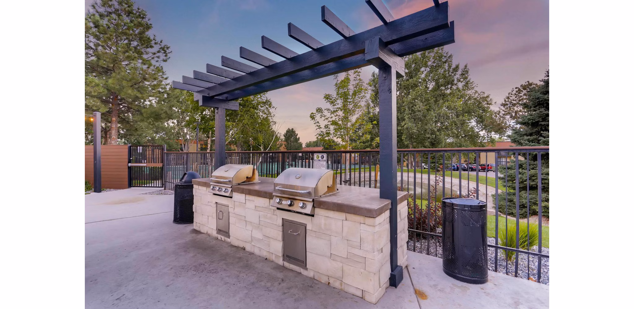 grill area at Elm at Panorama Apartments