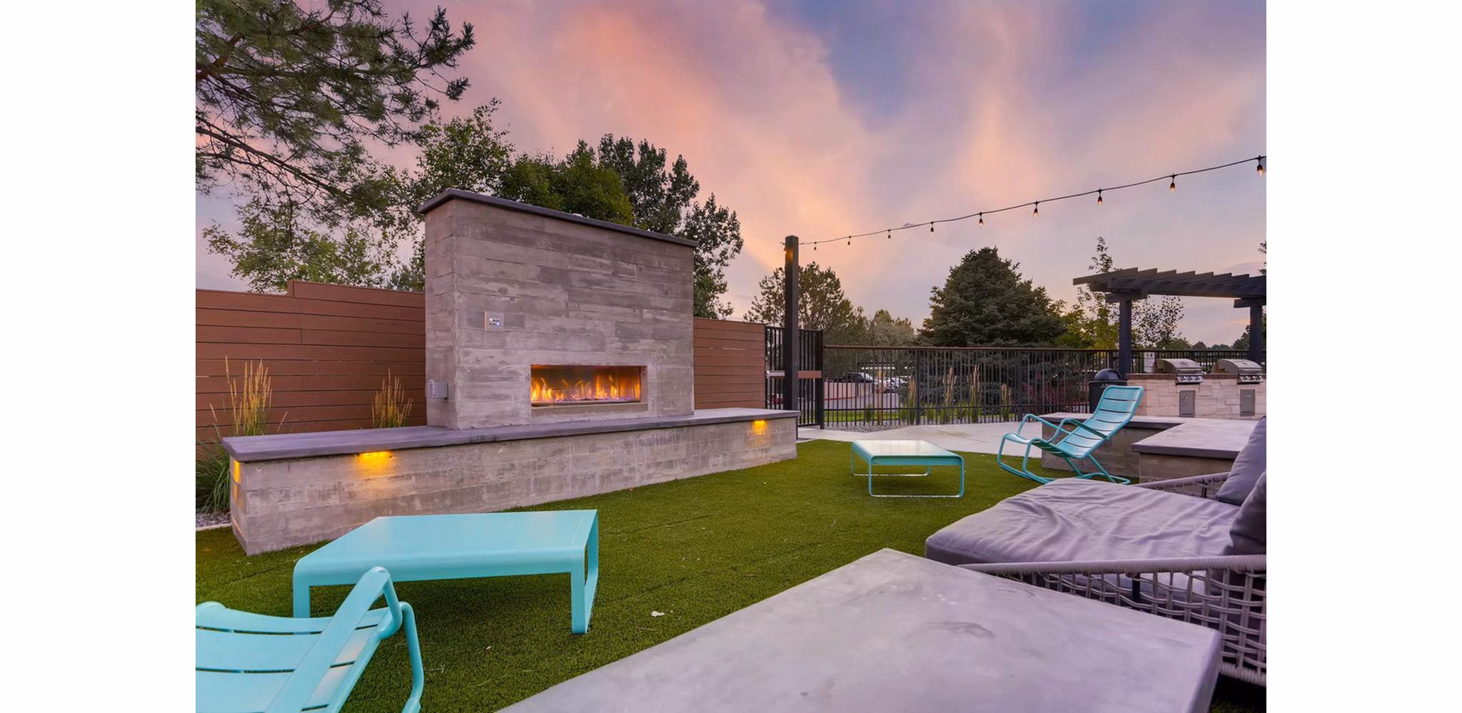 grill area at Elm at Panorama Apartments