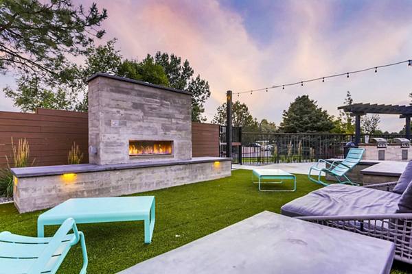 fire pit at Elm at Panorama Apartments