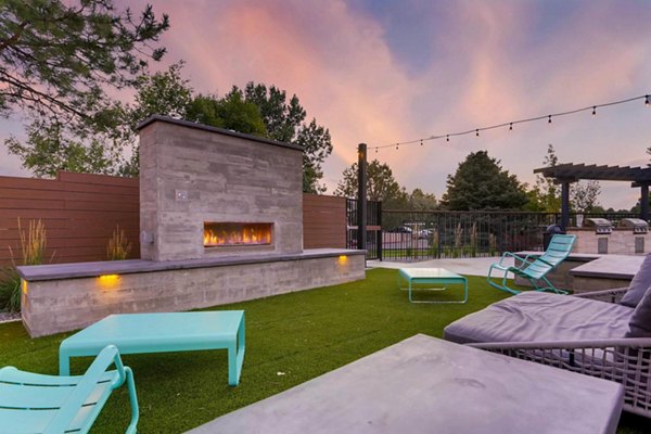 fire pit at Elm at Panorama Apartments