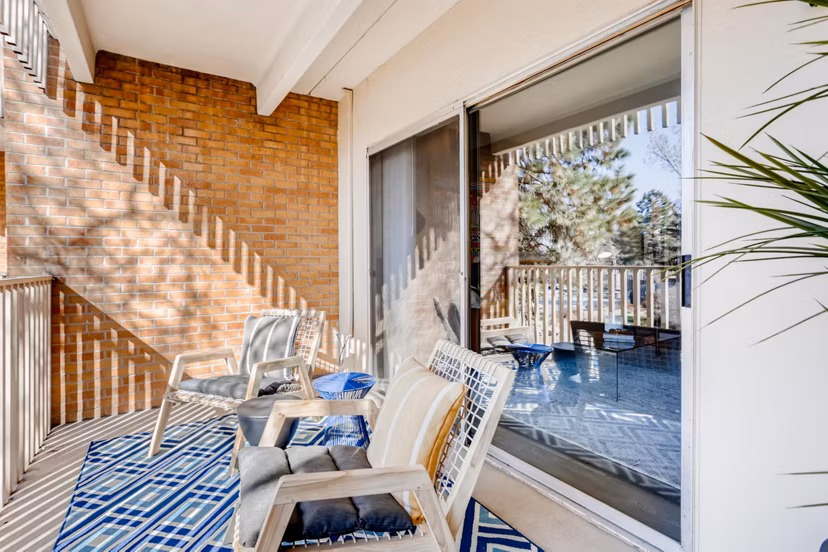 patio at Elm at Panorama Apartments