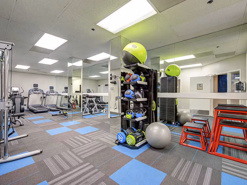 fitness center at Elevate Long Beach Apartments 