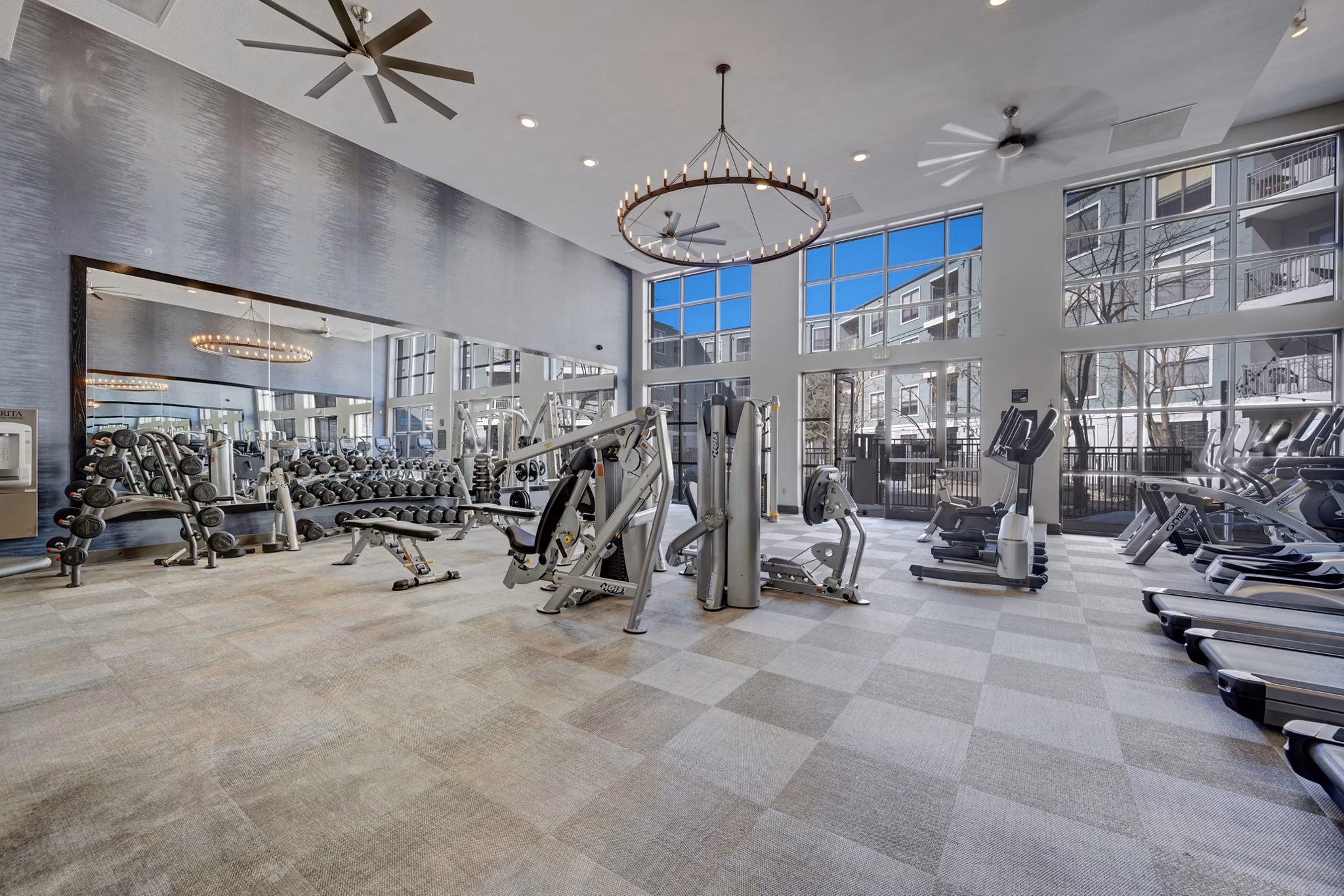 fitness center at The Metro Apartments 