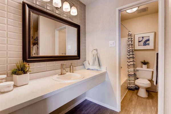 bathroom at Lakeview Towers at Belmar Apartments