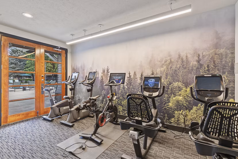 fitness center at Big Trout Lodge Apartments