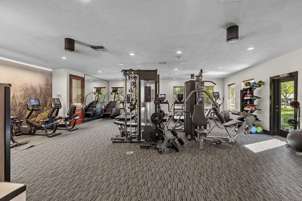 State-of-the-art fitness center with modern equipment at Big Trout Lodge Apartments