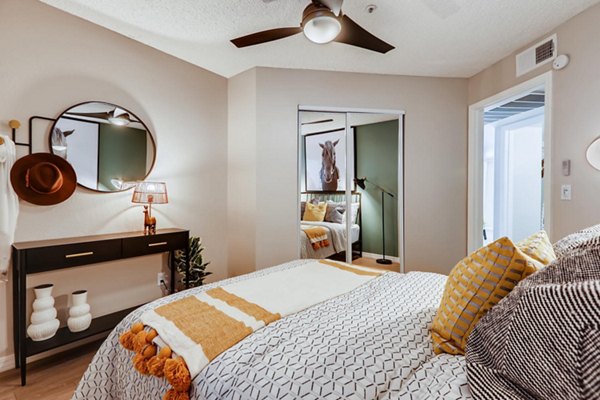 Spacious bedroom with modern decor at Chazal Scottsdale Apartments