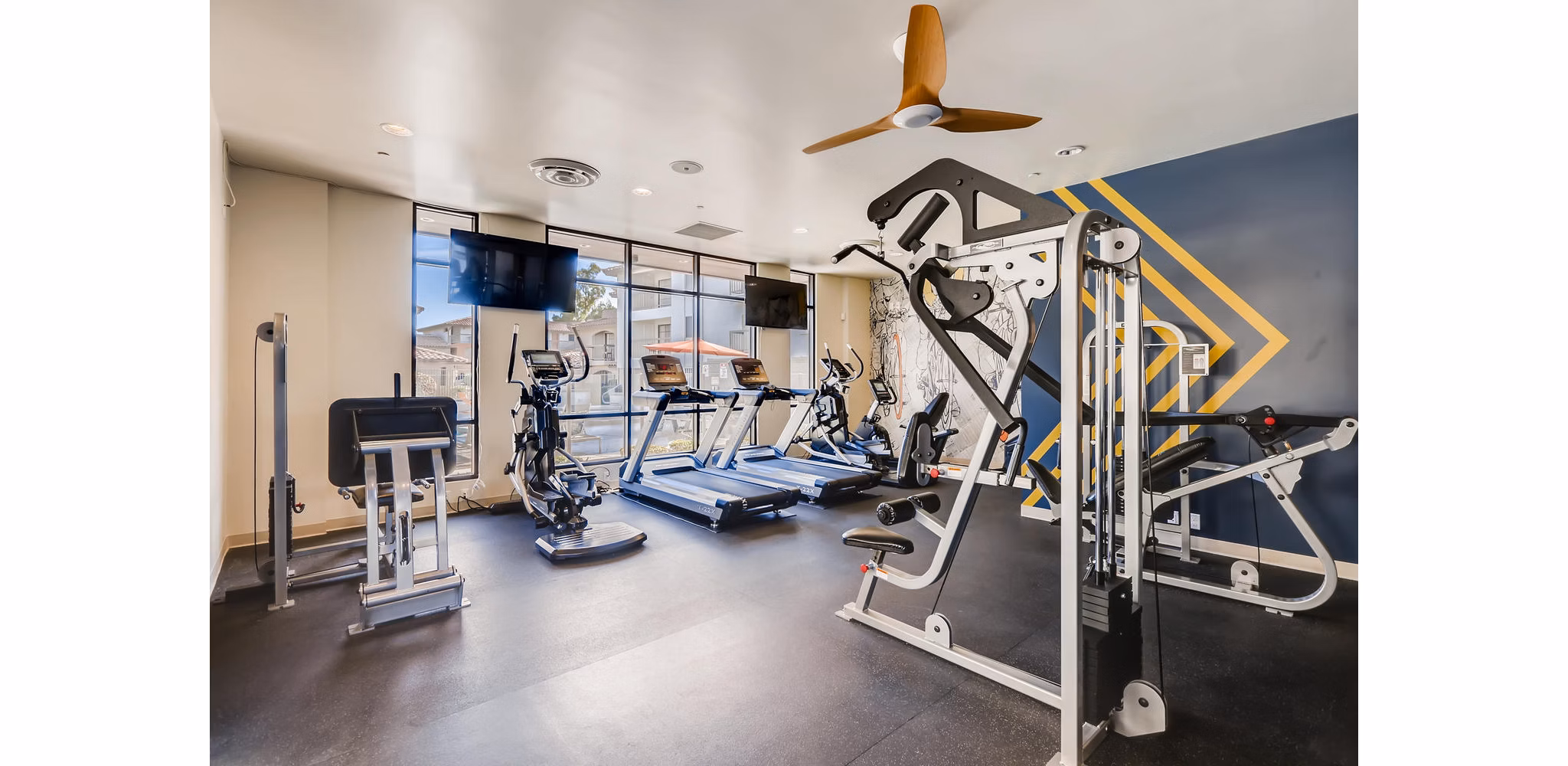 Fitness center equipped with state-of-the-art machines at Chazal Scottsdale Apartments