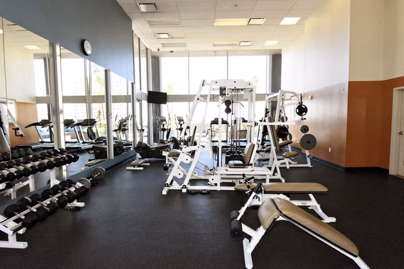 fitness center at Houston House Apartments
