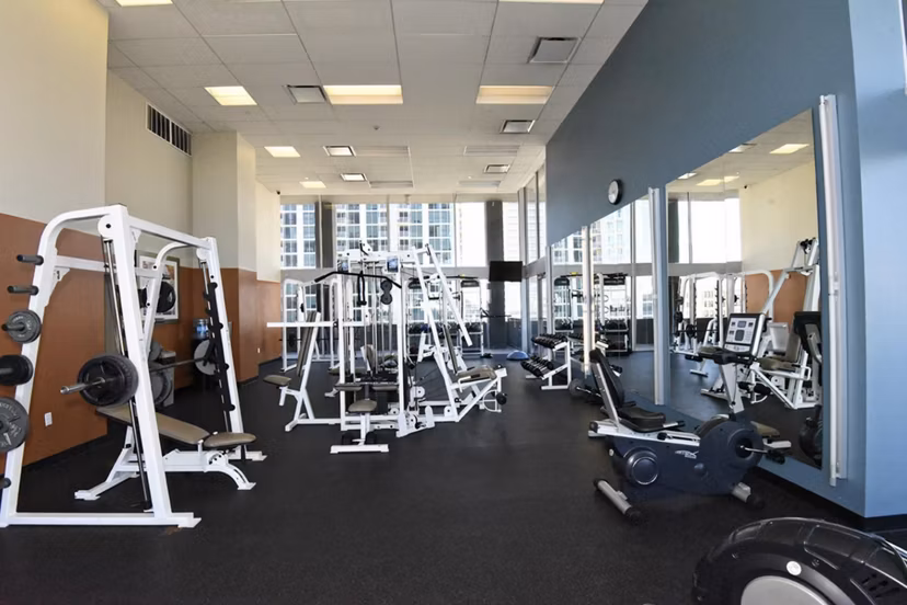 fitness center at Houston House Apartments