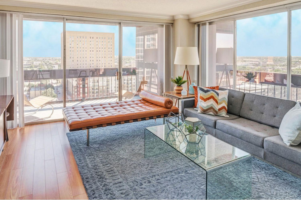 living room at Houston House Apartments