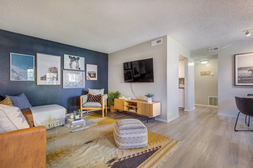 living room at Riverbend Apartments