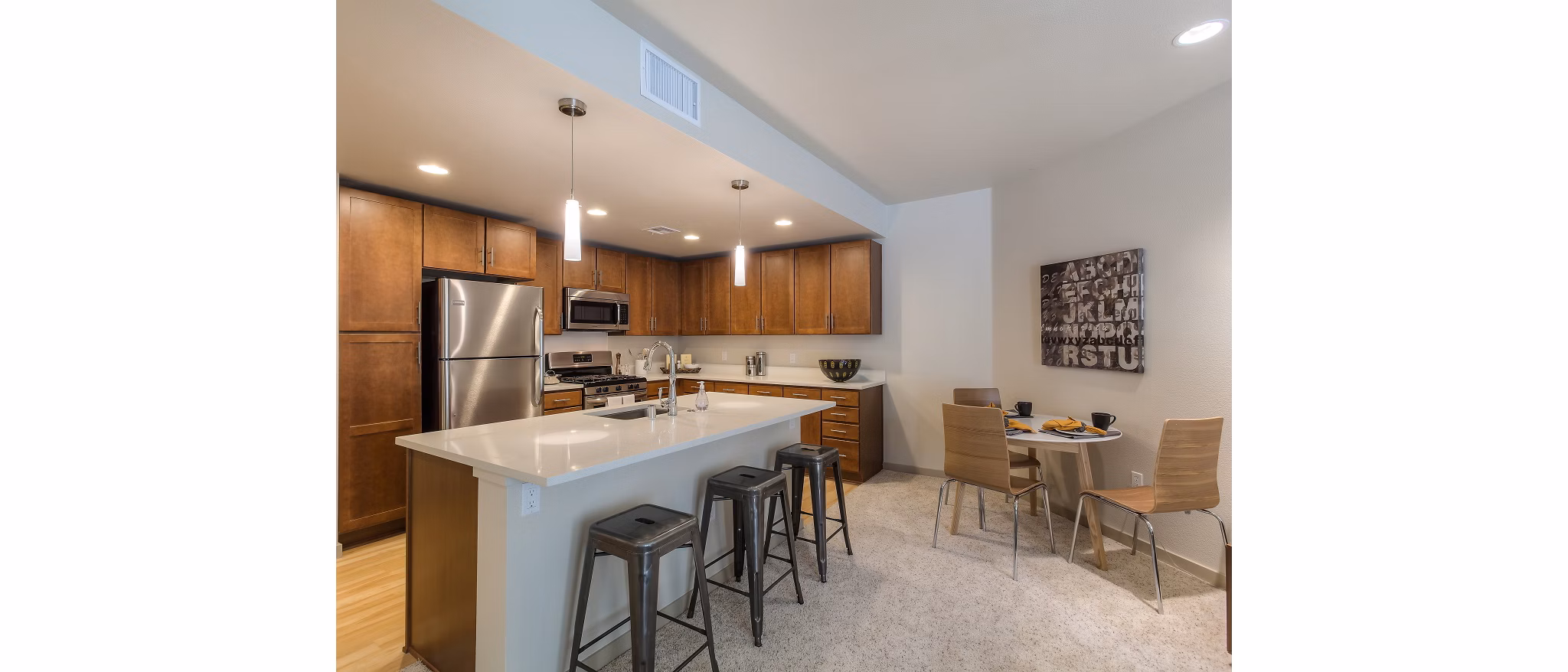 Elegant dining room with modern furnishings at 121 Tasman Apartments
