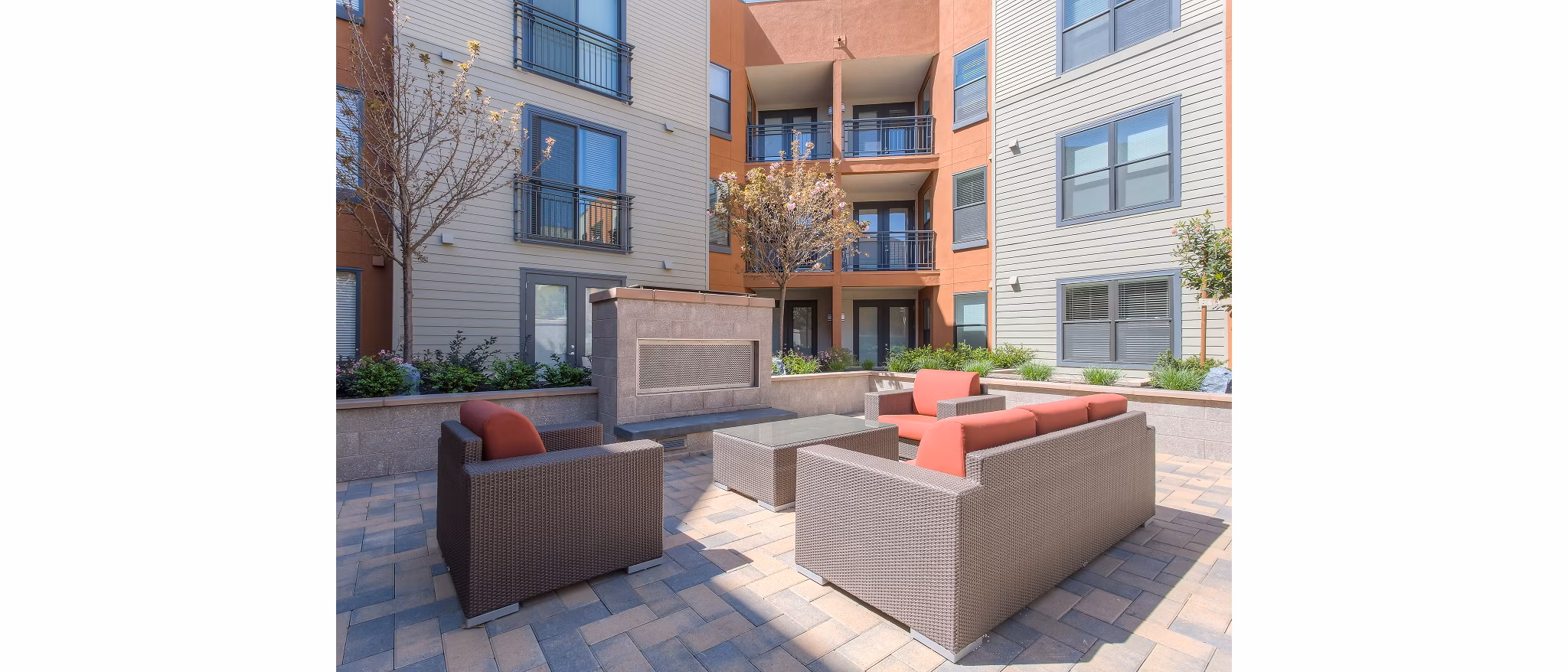 Recreational area with outdoor seating at 121 Tasman Apartments, luxury living ideal for leisure and relaxation