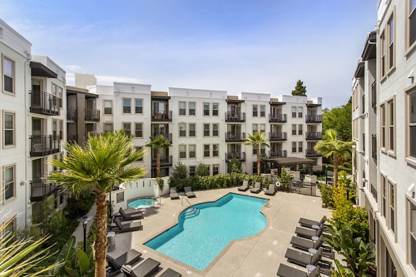 pool at mResidences Redwood City Apartments