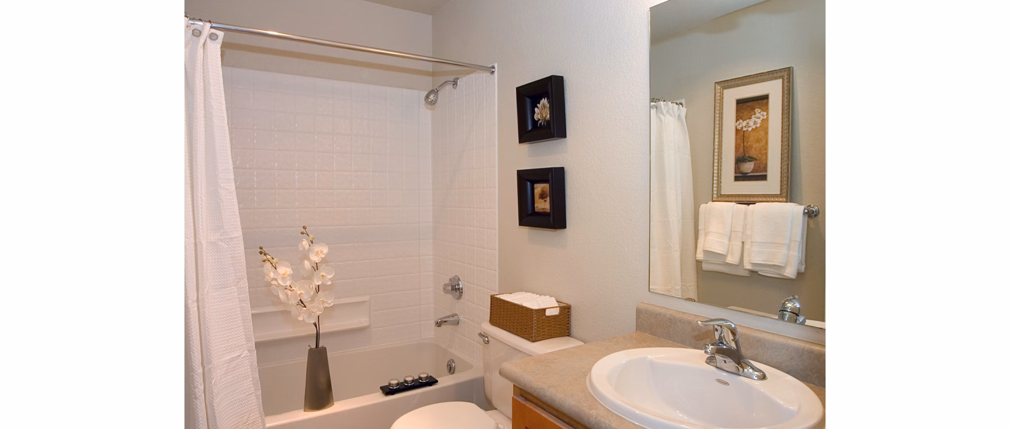 Bathroom featuring modern fixtures at Island Homestead Apartments