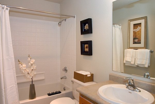 Bathroom featuring modern fixtures at Island Homestead Apartments