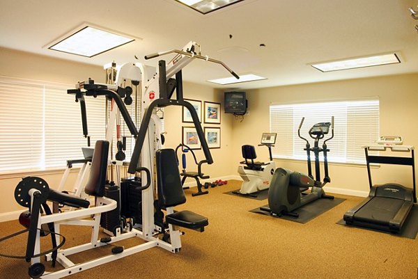 State-of-the-art fitness center at Island Homestead Apartments featuring modern equipment and workout spaces