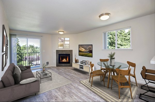 Linden Highlands Apartments: Bright living room featuring modern decor and large windows