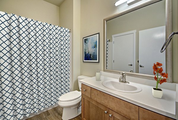 Spacious bathroom with modern fixtures and elegant finishes at Chelsea Heights Apartments