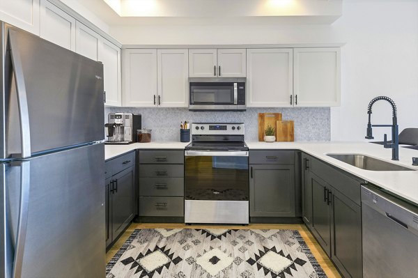 Modern kitchen with state-of-the-art appliances at Chelsea Heights Apartments, luxury living by Greystar