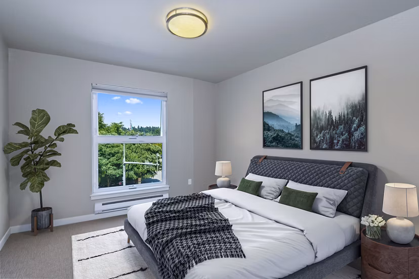Contemporary bedroom with modern decor in Allez Apartments