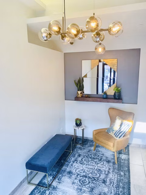 Contemporary hallway with sleek lighting at The Atlantic Stamp Building Apartments, a luxury property managed by Greystar