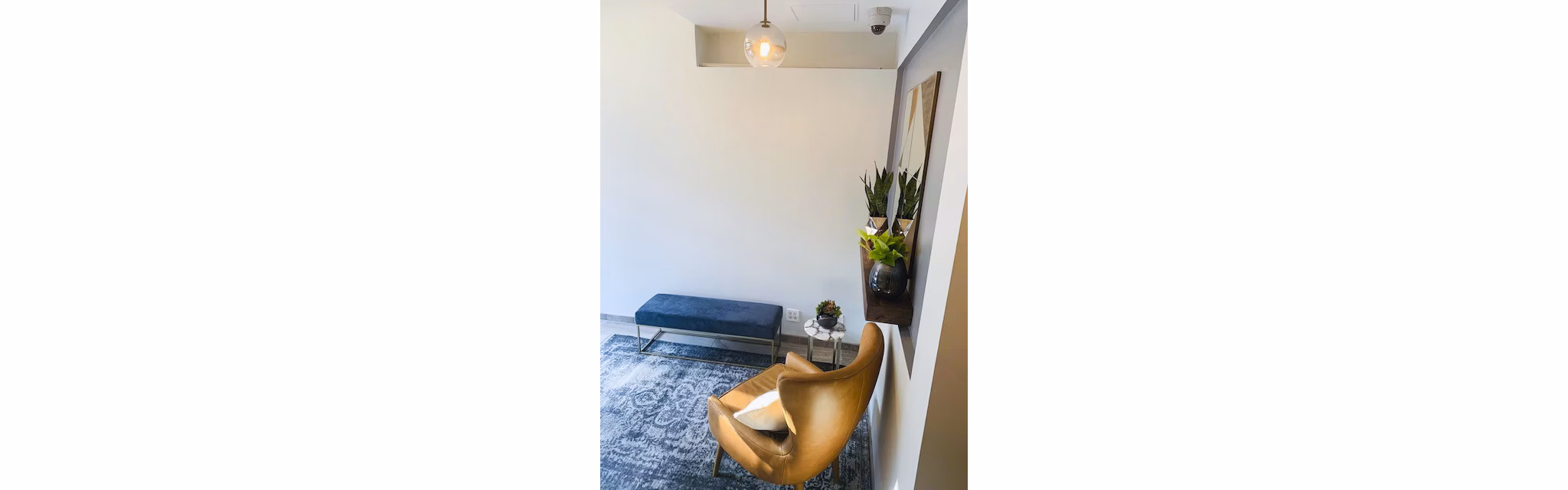 Spacious hallway with modern lighting at The Atlantic Stamp Building Apartments, offering luxury living at Greystar's prime location
