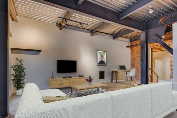 living room at Albers Mill Lofts Apartments