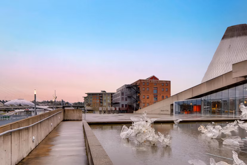 Laid-back waterfront view at Albers Mill Lofts Apartments, featuring modern architecture and serene surroundings in the heart of the city