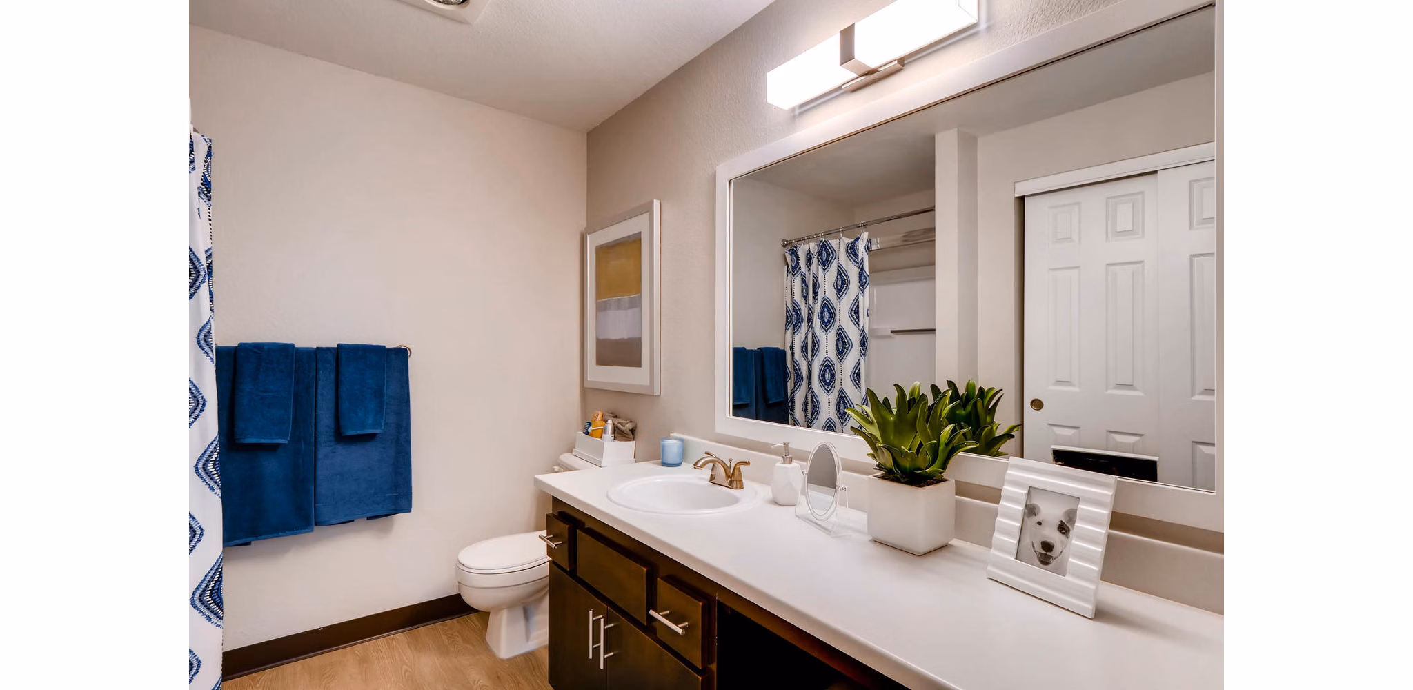 Bathroom featuring modern fixtures and stylish design in Rivercrest Meadows Apartments