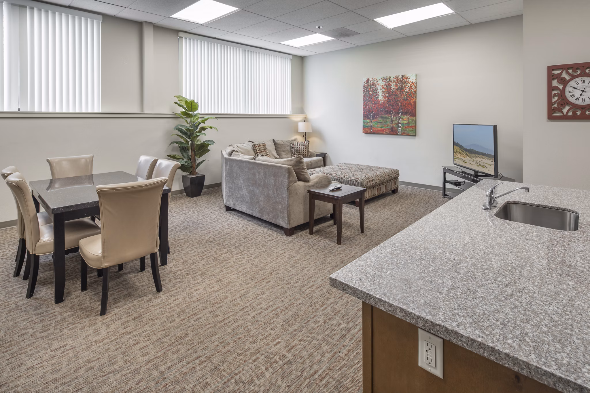 Private clubhouse with contemporary design elements at The Felix Apartments