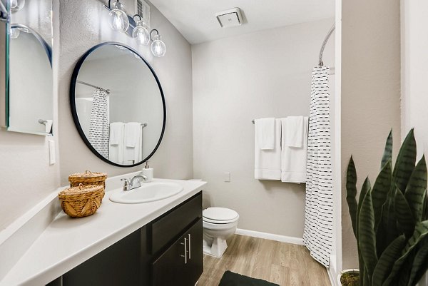 Modern bathroom with elegant fixtures in Genoa Lakes Apartments