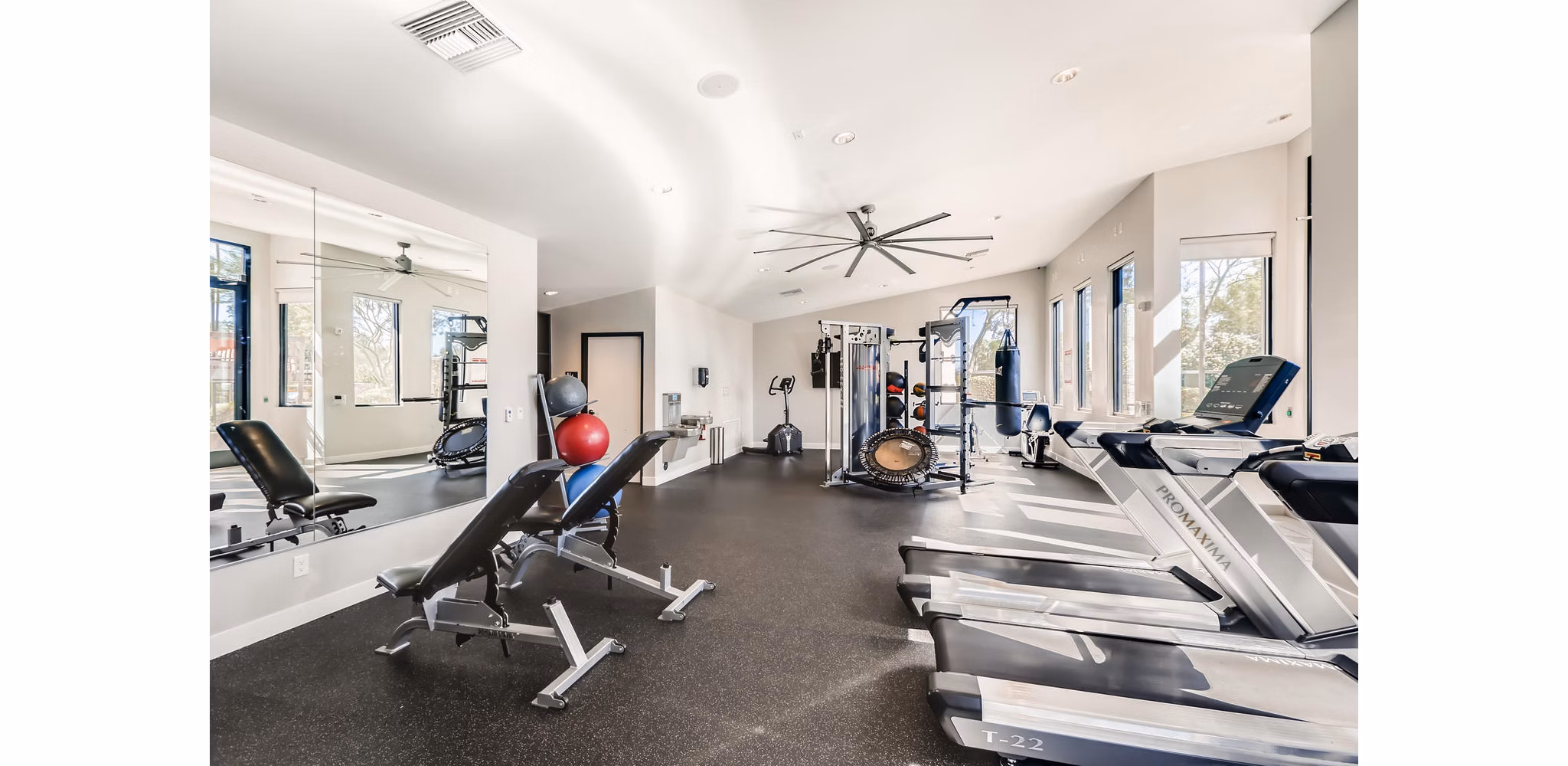State-of-the-art fitness center with modern equipment at Genoa Lakes Apartments